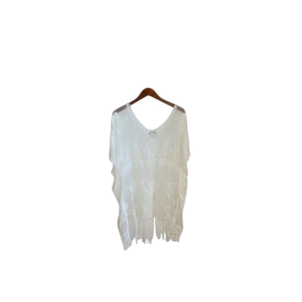 Rachel Zoe off White embroidered Lace boho western Cover-Up vacation resortwear - Picture 6 of 10